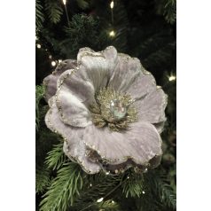 Lila bársony magnólia csipeszen - 14 cm  