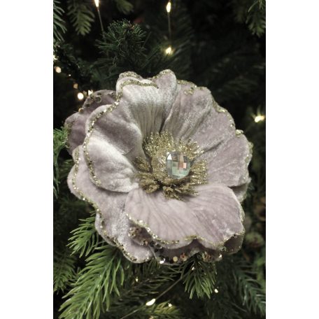 Lila bársony magnólia csipeszen - 14 cm  