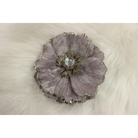 Lila bársony magnólia csipeszen - 14 cm  