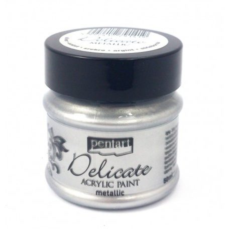 Pentart, Delicate metál akrilfesték - Ezüst - 50 ml