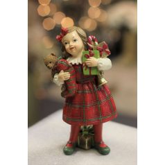    KlasszikuS karácsonyi figura fiú ajándékokkal - 12 cm   