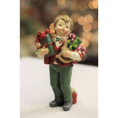    Klasszikus karácsonyi figura fiú ajándékokkal - 12 cm   