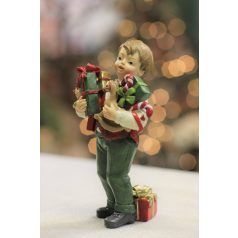    Klasszikus karácsonyi figura fiú ajándékokkal - 12 cm   