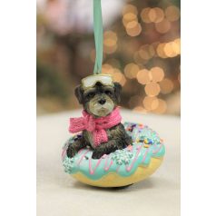 Pasztell kék karácsonyfadísz kutyus - 9 cm