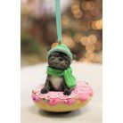 Pasztell kék karácsonyfadísz kutyus - 9 cm