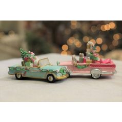 Pasztell kék karácsonyfadísz autó - 11 cm