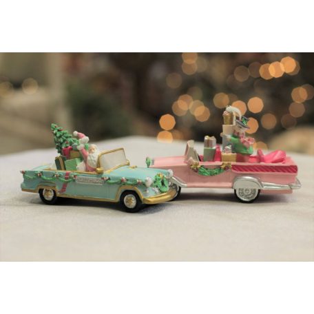 Pasztell kék karácsonyfadísz autó - 11 cm