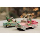 Pasztell rózsaszín karácsonyfadísz autó - 11 cm