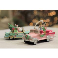 Pasztell rózsaszín karácsonyfadísz autó - 11 cm