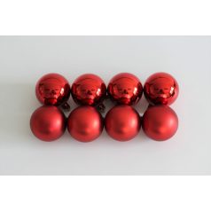 Piros mű karácsonyi gömbök - 8 cm - 8 db/csomag