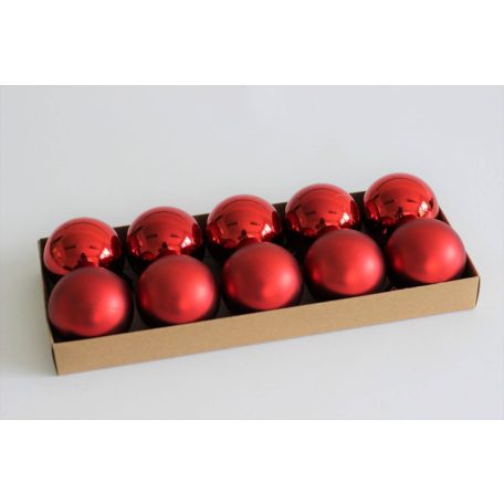 Piros mű karácsonyi gömbök - 5 cm - 10 db/csomag