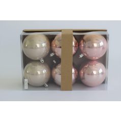 Rózsaszín mű karácsonyi gömbök-  8 cm - 6 db /csomag