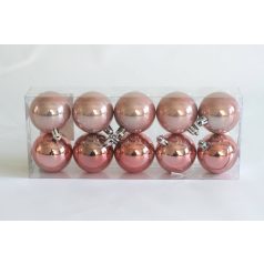 Rózsaszín mű karácsonyi gömbök - 5 cm - 10 db/csomag  