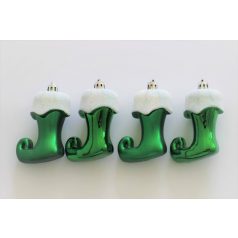   Zöld-fehér függő karácsonyi csizma - 8 cm - 4 db-os szett