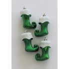 Zöld-fehér függő karácsonyi csizma - 8 cm - 4 db-os szett