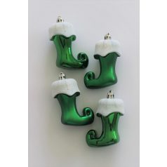   Zöld-fehér függő karácsonyi csizma - 8 cm - 4 db-os szett