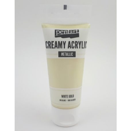 Pentart, krémes akrilfesték, metál, fehérarany - 60 ml, 200 ml