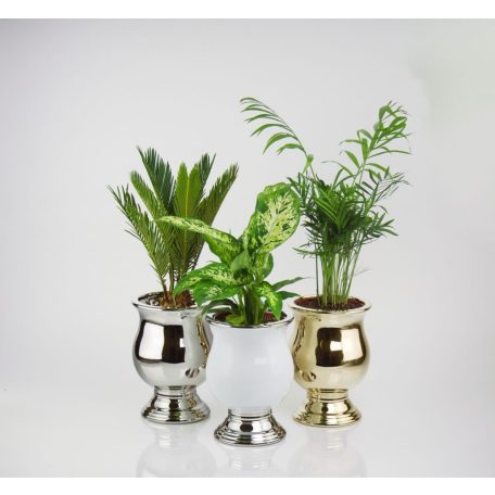 Kerámia kaspó - Moon - Ezüst - 15x21cm