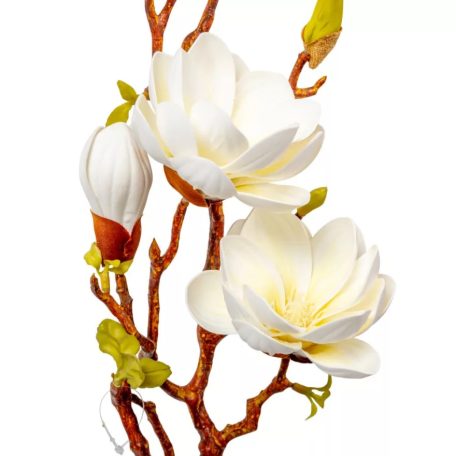 Magnólia ág polifoam - 3 virágos - Fehér - 50 cm