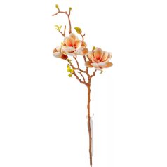 Magnólia ág polifoam - 3 virágos - Fehér-barack - 78 cm