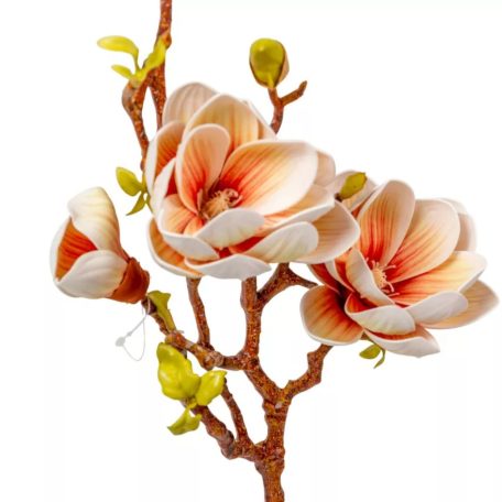 Magnólia ág polifoam - 3 virágos - Fehér-barack - 78 cm
