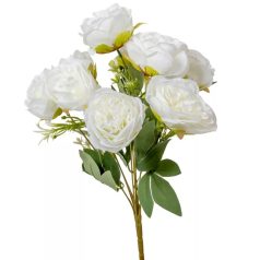Peónia csokor - 9 virágos - Fehér - 44 cm