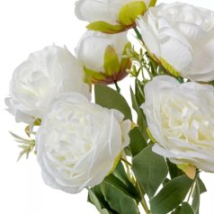 Peónia csokor - 9 virágos - Fehér - 44 cm