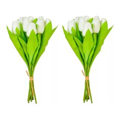 Tulipáncsokor - 9 fejes - Fehér - 40 cm