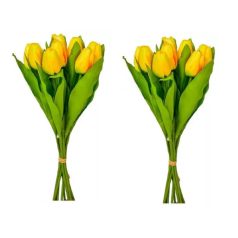 Tulipáncsokor - 9 fejes - Sárga - 40 cm