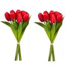 Tulipáncsokor - 9 fejes - Piros - 40 cm