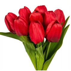 Tulipáncsokor - 9 fejes - Piros - 40 cm