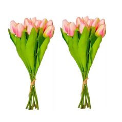 Tulipáncsokor - 9 fejes - Rózsaszín - 40 cm