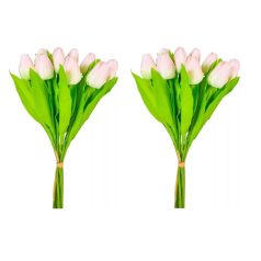 Tulipáncsokor - 9 fejes - Halvány rózsaszín - 40 cm