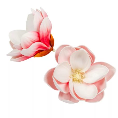 Magnólia virágfej polifoam - Fehér-pink - 10 cm - 12 db/csomag