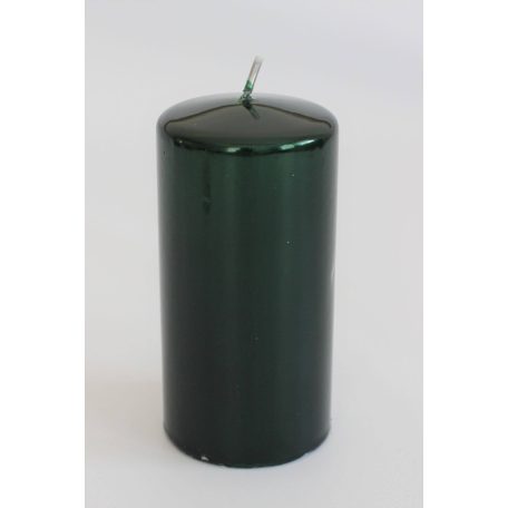 Zöld fém hatású gyertya henger - 14 cm