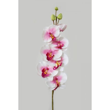 Fehér-rózsaszín mű orchidea, szárral - 75 cm