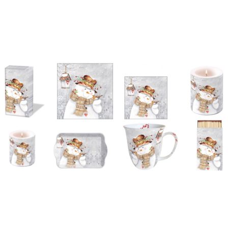 Ambiente papírszalvéta - Snowman Holding Robin - 33x33 cm - 20 db/csomag