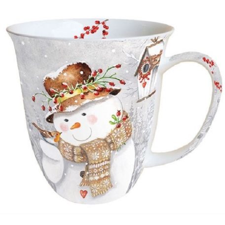 Ambiente papírszalvéta - Snowman Holding Robin - 33x33 cm - 20 db/csomag