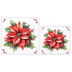   Ambiente papírszalvéta - Festive poinsettia white - 25x25 cm, 33x33 cm - 20 darab/csomag