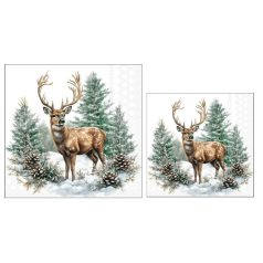   Ambiente papírszalvéta - Winter stag white - 25x25 cm, 33x33 cm - 20 darab/csomag