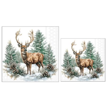 Ambiente papírszalvéta - Winter stag white - 25x25 cm, 33x33 cm - 20 darab/csomag