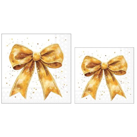 Ambiente papírszalvéta - Fancy bow gold - 25x25 cm, 33x33 cm - 20 db/csomag