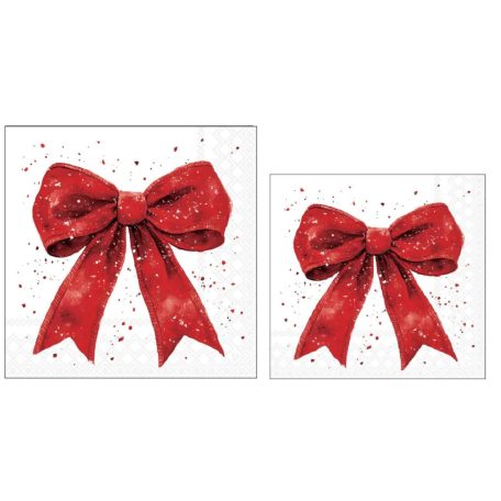 Ambiente papírszalvéta - Fancy bow red - 25x25 cm, 33x33 cm - 20 db/csomag