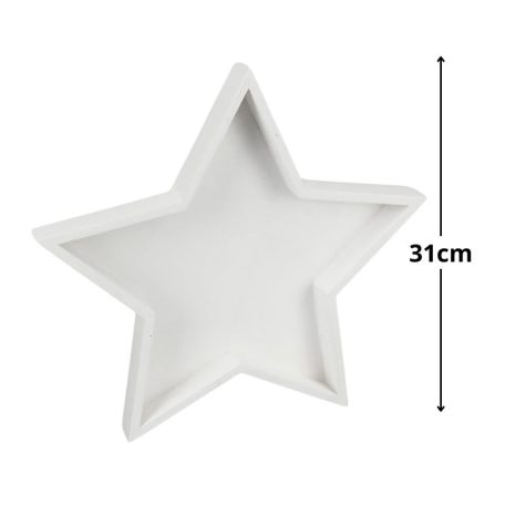 Fa csillag tál - Fehér - 31x2,8 cm
