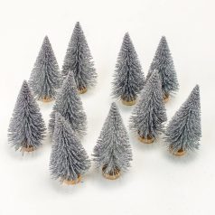 Dekor fenyőfa ezüst glitteres - 10 cm 