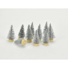 Dekor fenyőfa ezüst glitteres - 4 cm 