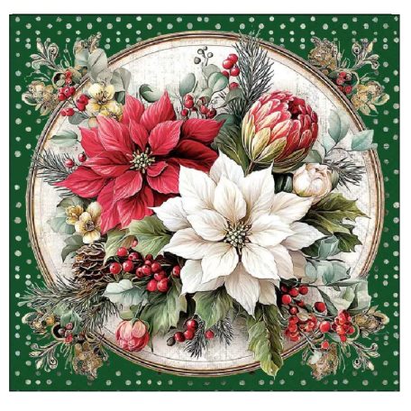 Ambiente papírszalvéta - Florals scene green - 33x33 cm - 20 db/csomag