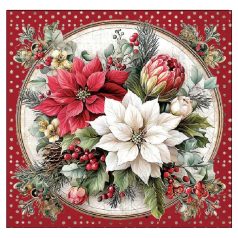   Ambiente papírszalvéta - Florals scene red - 33x33 cm - 20 db/csomag