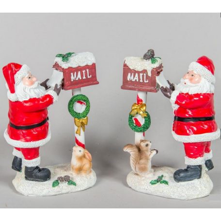 Mikulás postaládával, mókussal - 21 cm 