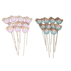   Fa betűző - Virágos madár - 2 szín - 7x6 cm+19cm szár - 10 db/csomag